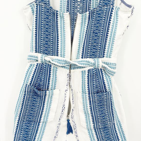 Saylor Boho Coastal Mazzy Tassel Woven Embroidered Sleeveless Romper Size S - Picture 9 of 13